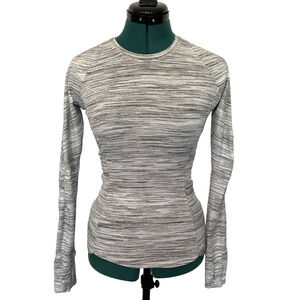 Lululemon Women's Runderful Space Dye‎ White Gray Long Sleeve Shirt Sz 2 W3BCIS